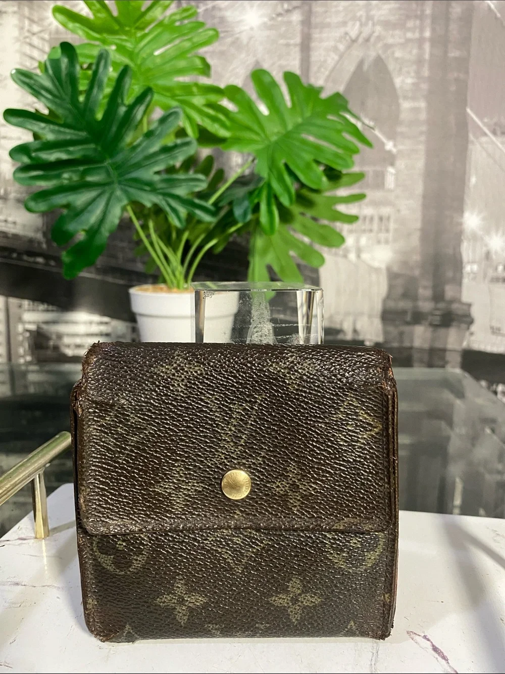Louis Vuitton Brown Monogram Canvas Gold Chain Shoulder Bag